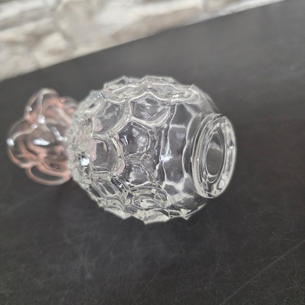 Irice Vintage Glass Perfume Bottle Pink Rose Stopper Extra Silver Dauber Decor - Picture 8 of 12